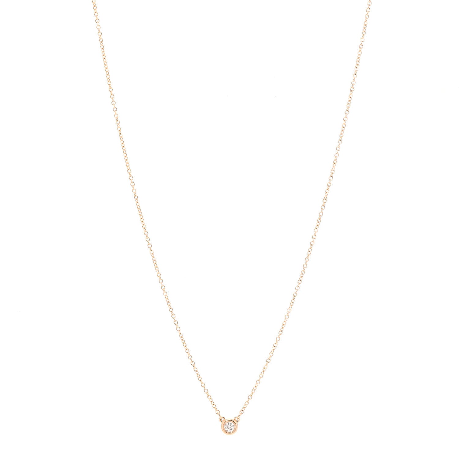 Tiffany 18K Rose Gold Diamond .07ct Elsa Peretti Diamonds by the Yard Pendant Necklace 1 of 7