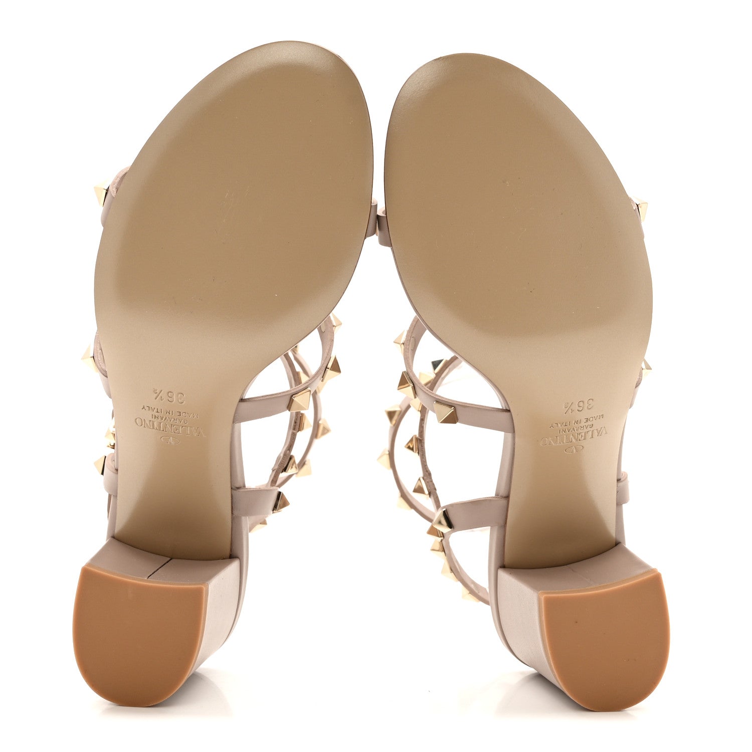Valentino Garavani Calfskin Rockstud 60mm City Sandals 36.5 Poudre 6 of 11