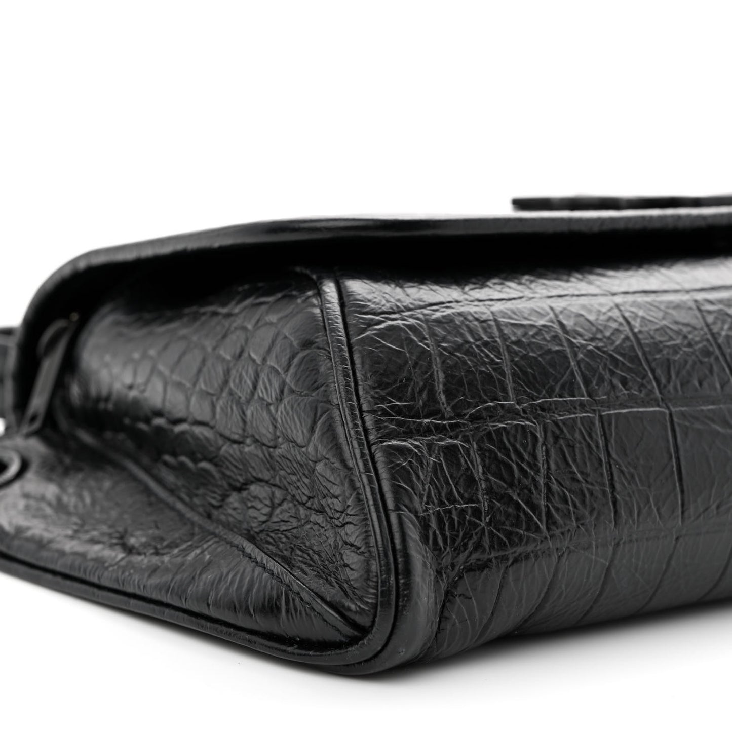 Crocodile Embossed Calfskin Matelasse Monogram Baby Niki Shoulder Belt Bag Black