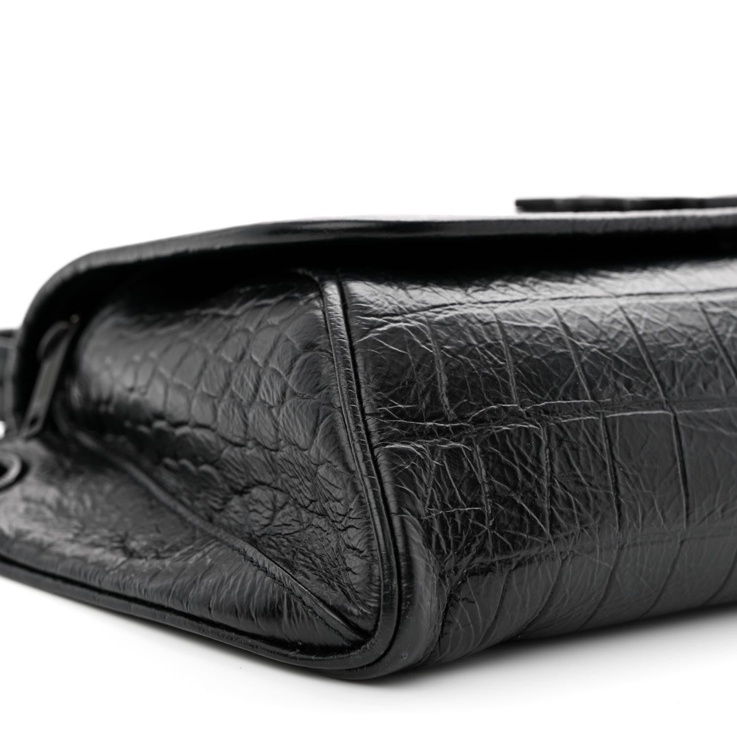 Saint Laurent Crocodile Embossed Calfskin Matelasse Monogram Baby Niki Shoulder Belt Bag Black 9 of 10