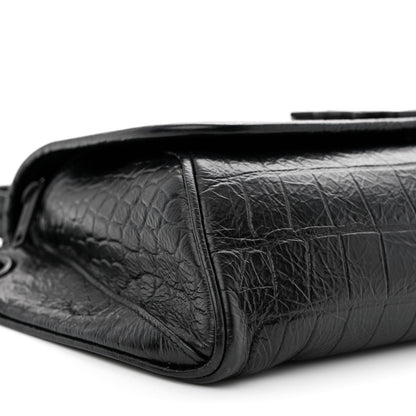 Saint Laurent Crocodile Embossed Calfskin Matelasse Monogram Baby Niki Shoulder Belt Bag Black 9 of 10