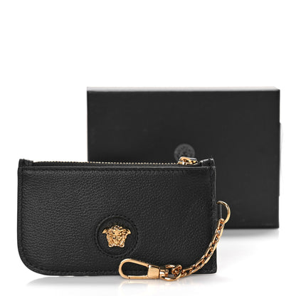 Versace Grained Calfskin La Medusa Zip Card Case Black 9 of 9