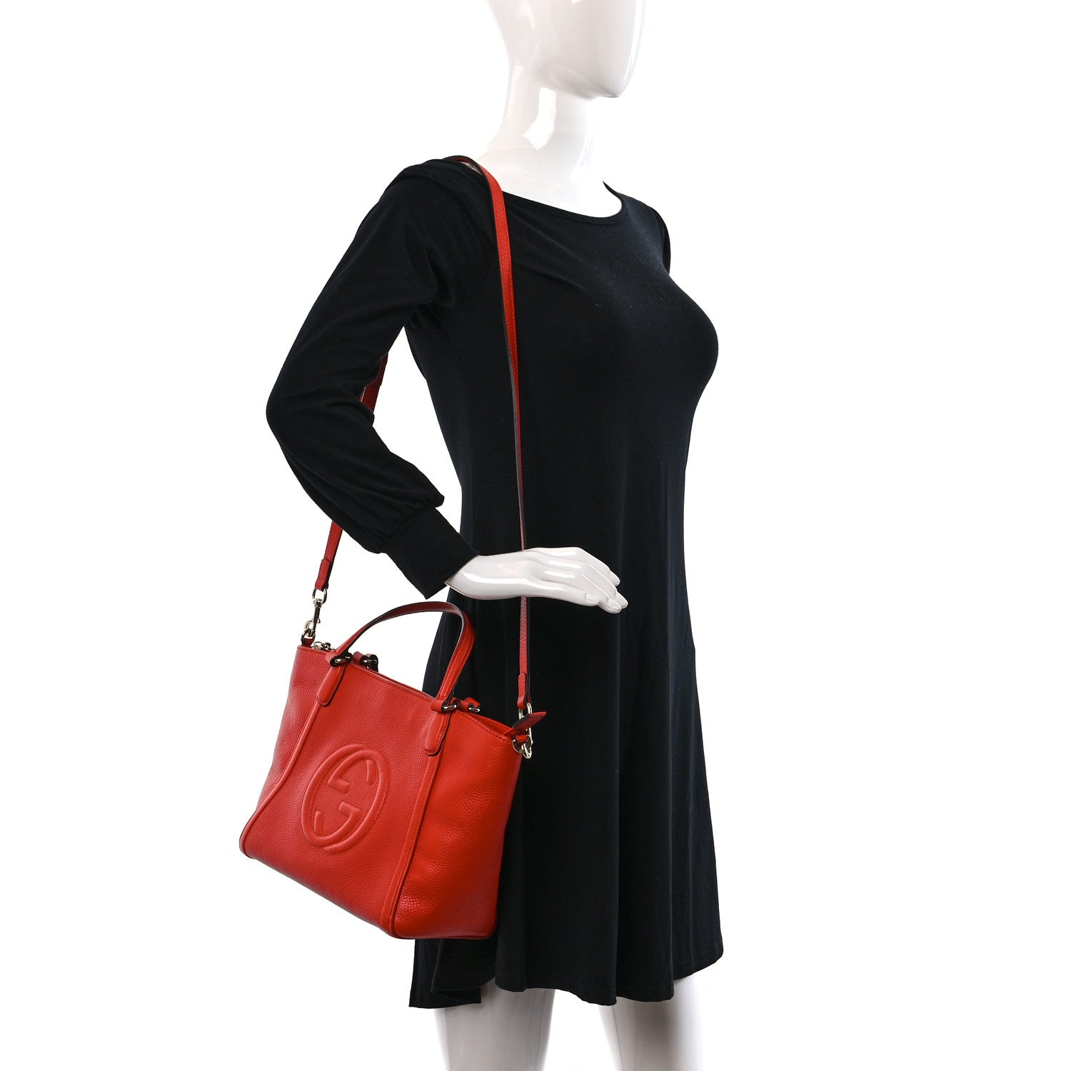 Gucci Pebbled Calfskin Small Soho Top Handle Bag Sun Orange 2 of 9