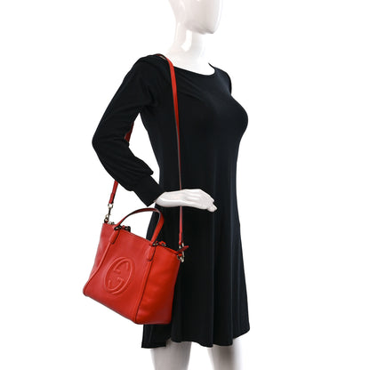 Gucci Pebbled Calfskin Small Soho Top Handle Bag Sun Orange 2 of 9