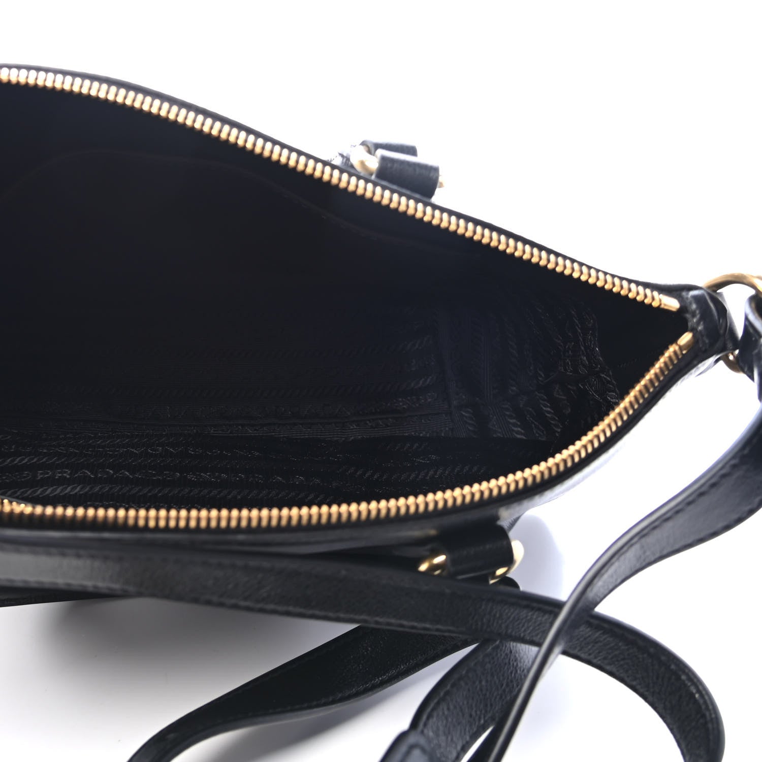 Prada Glace Calfskin Embossed Logo Tote Black 4 of 4
