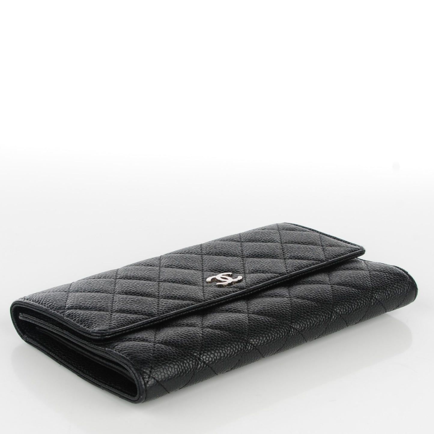 Caviar Quilted Large Flap Wallet Black