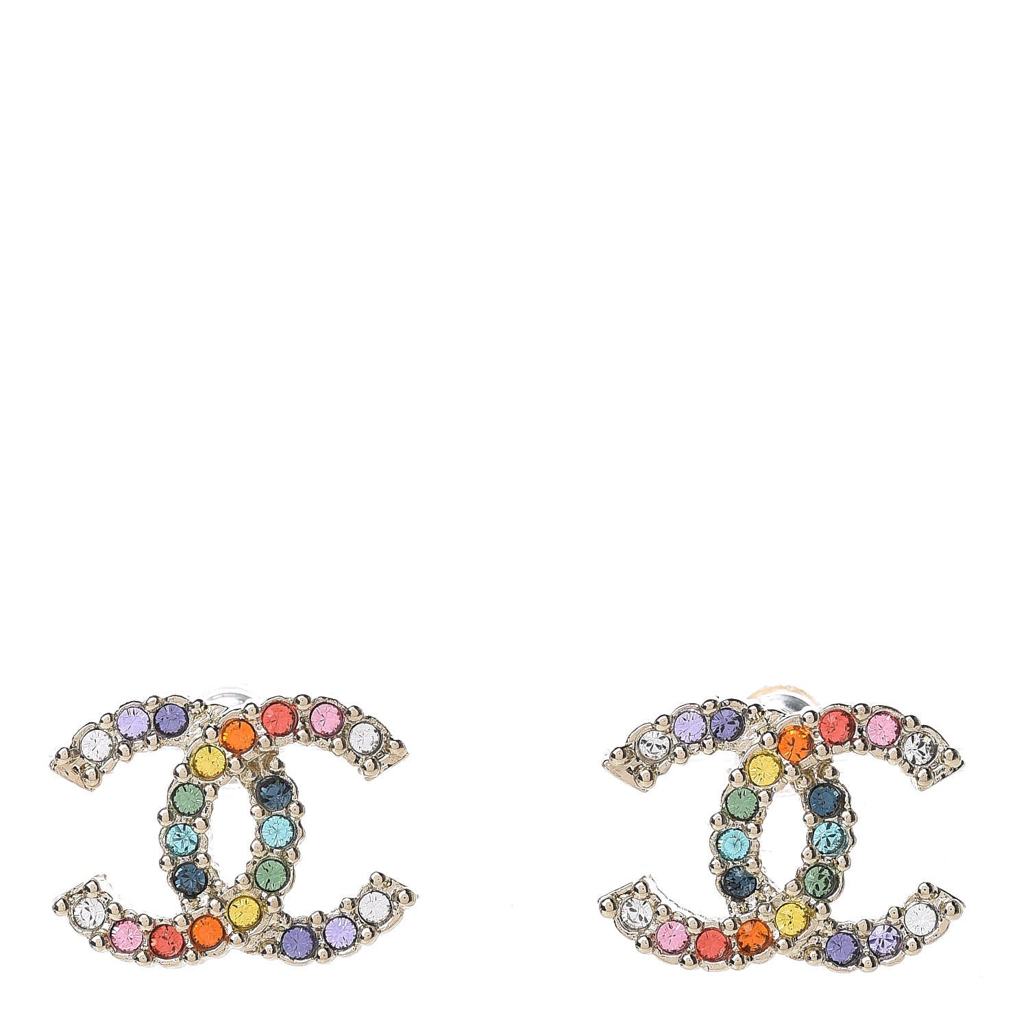 Chanel Crystal Over The Rainbow CC Earrings Gold Multicolor 1 of 5