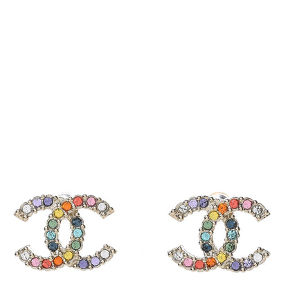 Chanel Crystal Over The Rainbow CC Earrings Gold Multicolor 1 of 5
