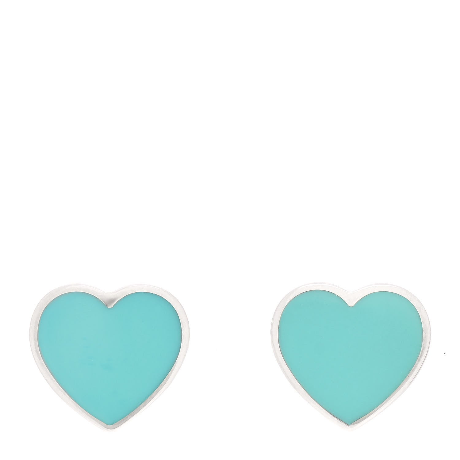 Tiffany Sterling Silver Enamel Heart Earrings Blue 1 of 4