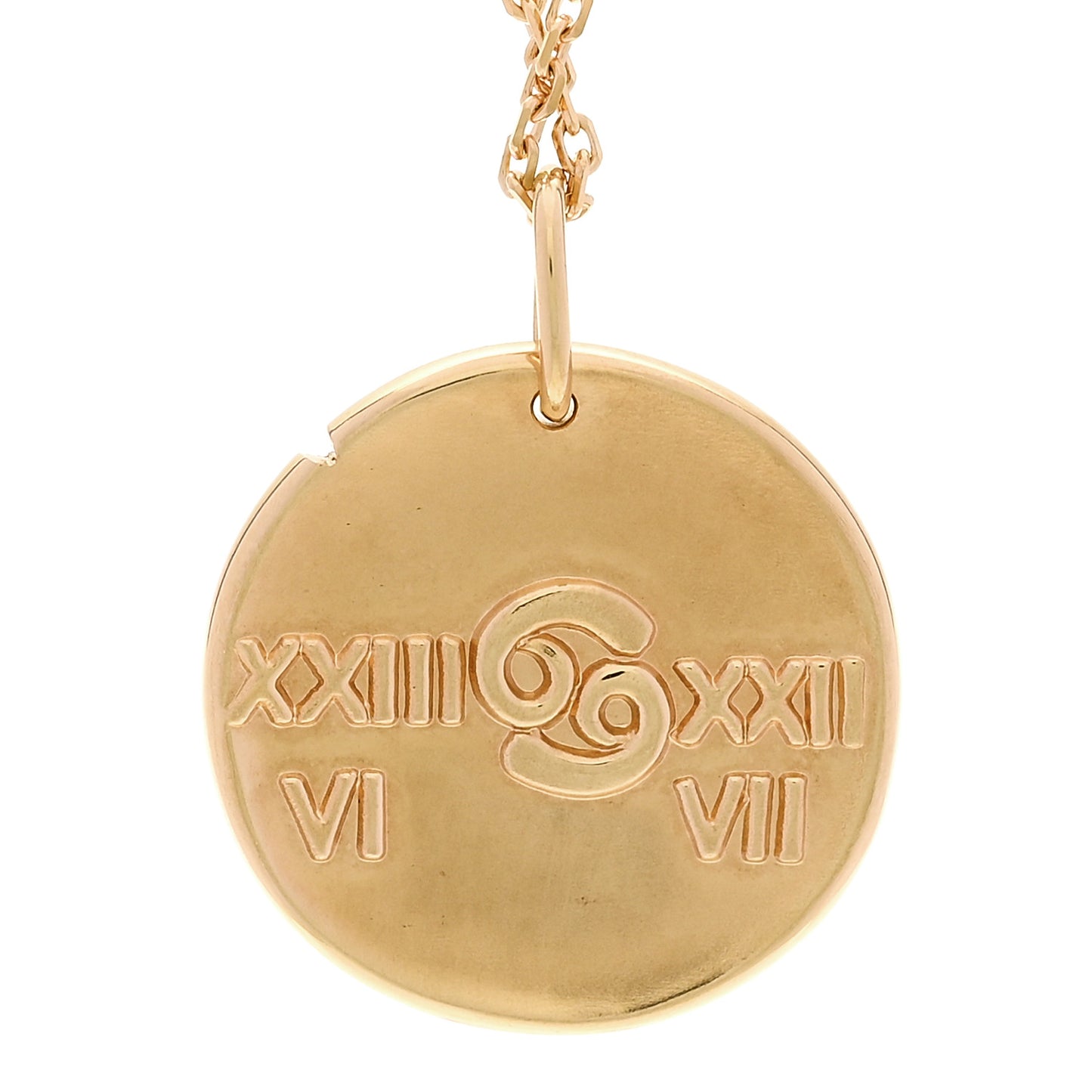 18K Yellow Gold Zodiac Cancer Pendant Necklace
