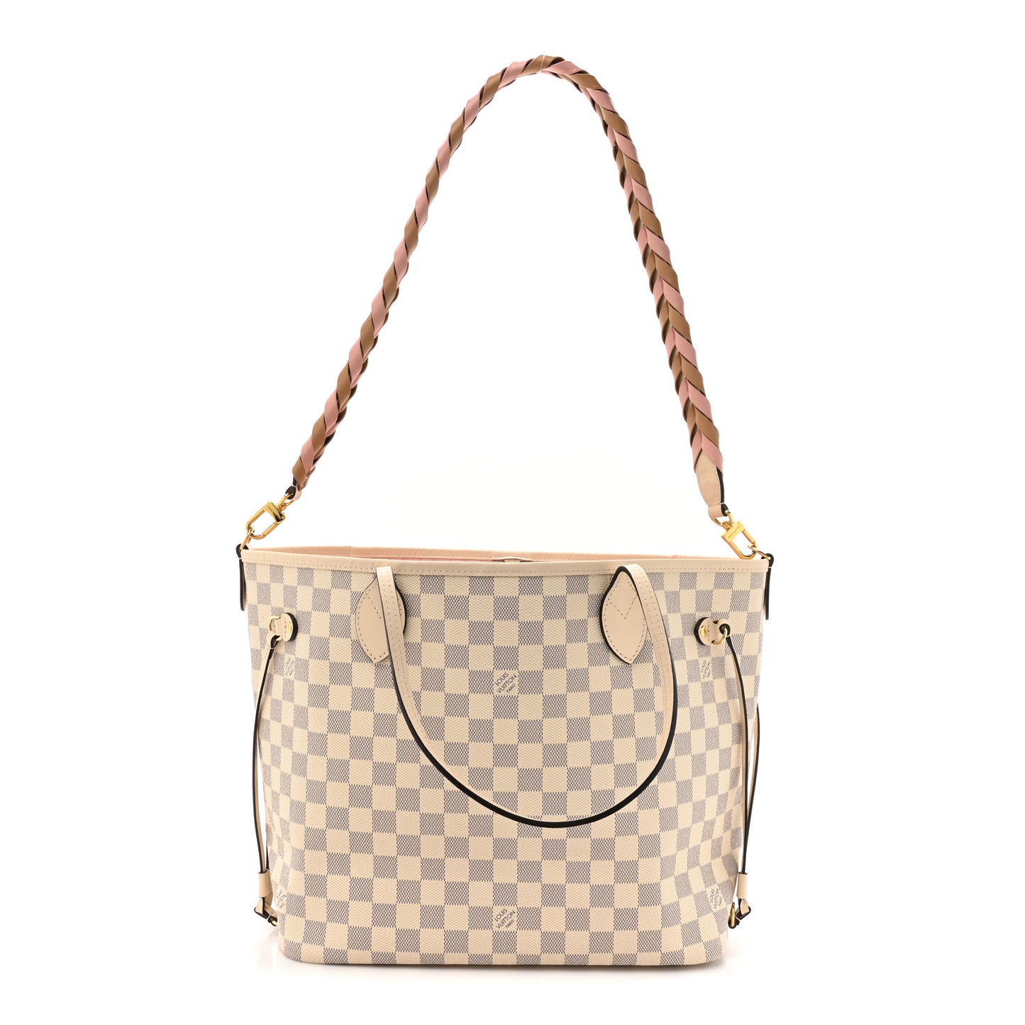 Damier Azur Braided Neverfull MM Pink