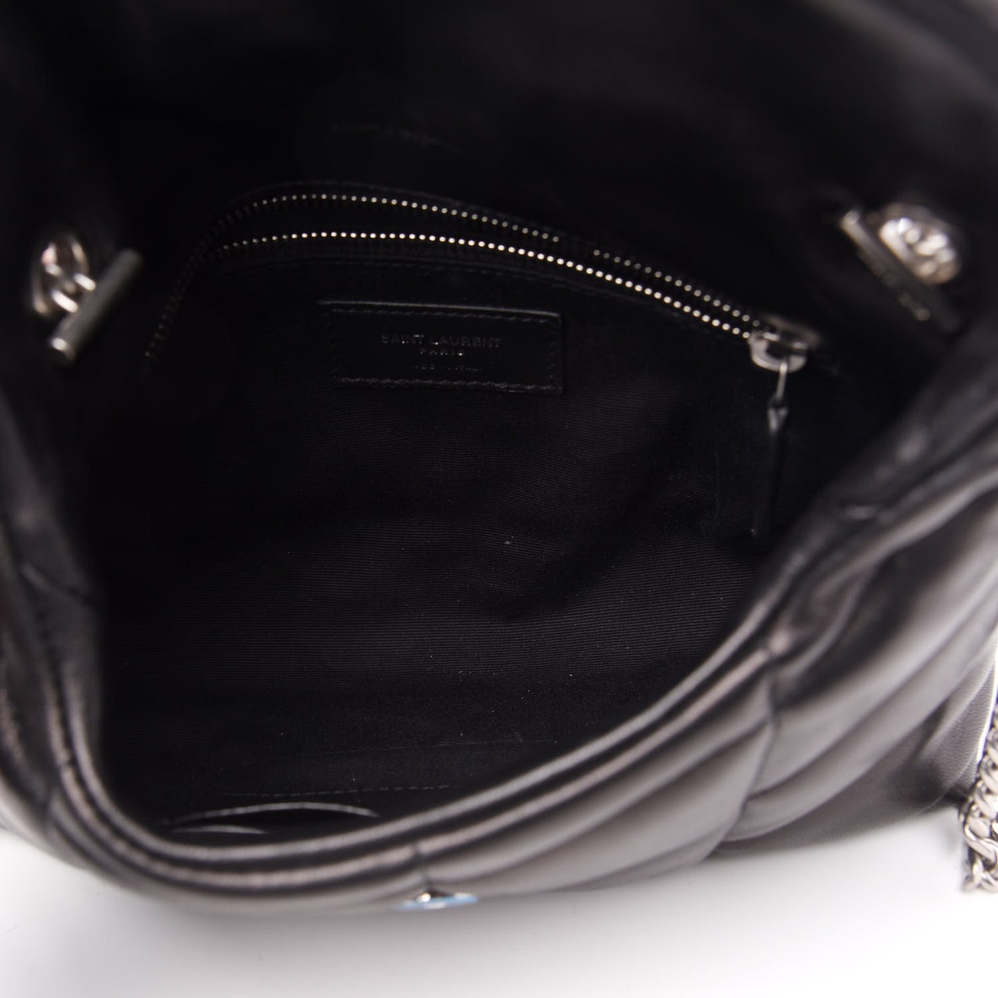 Lambskin Quilted Toy Loulou Puffer Monogram Chain Satchel Black