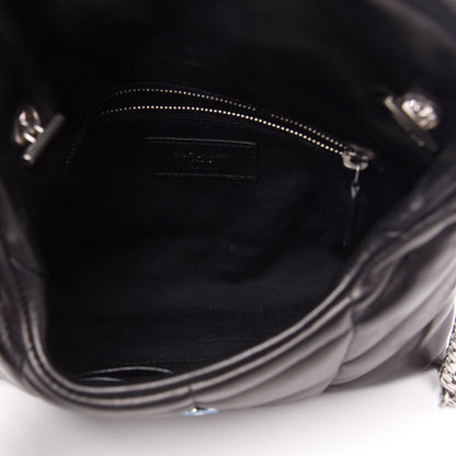 Saint Laurent Lambskin Quilted Toy Loulou Puffer Monogram Chain Satchel Black 5 of 12