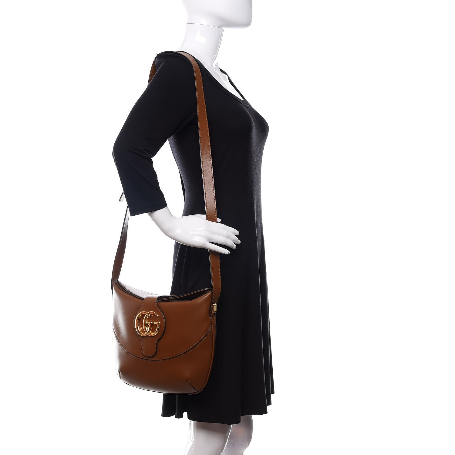 Gucci Boarded Plutone Calfskin Medium Arli Shoulder Bag Nocciola 2 of 10