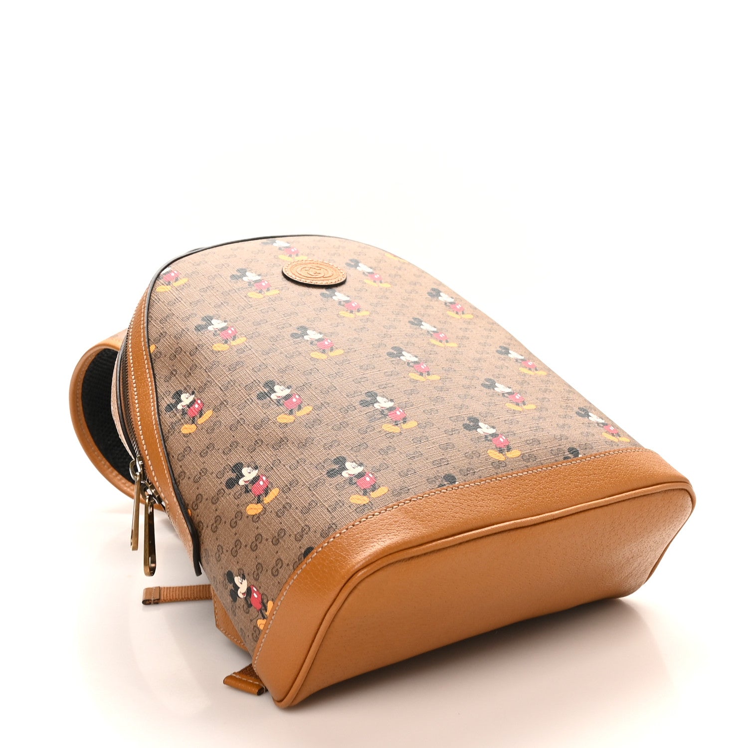 gucci disney mini backpack Mickey Mouse Printed GG Coated Canvas Small Brown 1621021 Disneys legendary character appears throughout Guccis ready Backpack Gucci Tote Mickey Mini