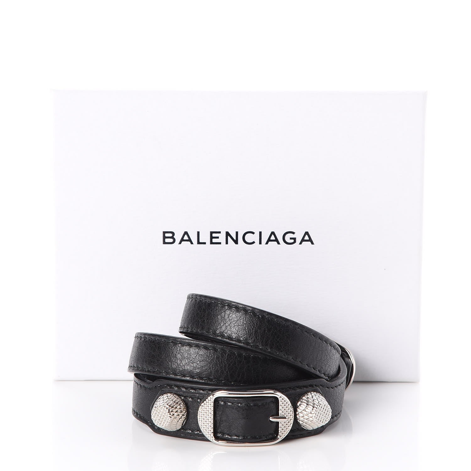 Balenciaga Agneau Giant Silver Hardware Triple Tour M Bracelet Black 7 of 7