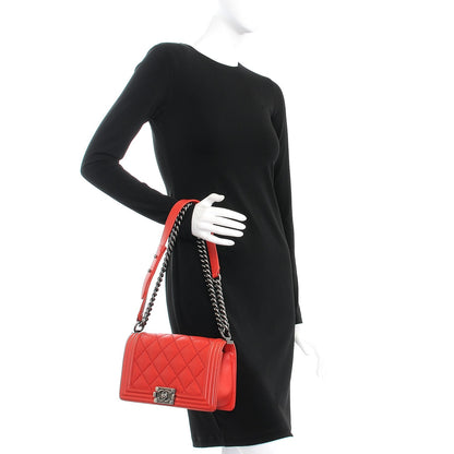 Chanel Calfskin Quilted Double Stitch Medium Boy Flap Red 3 of 9