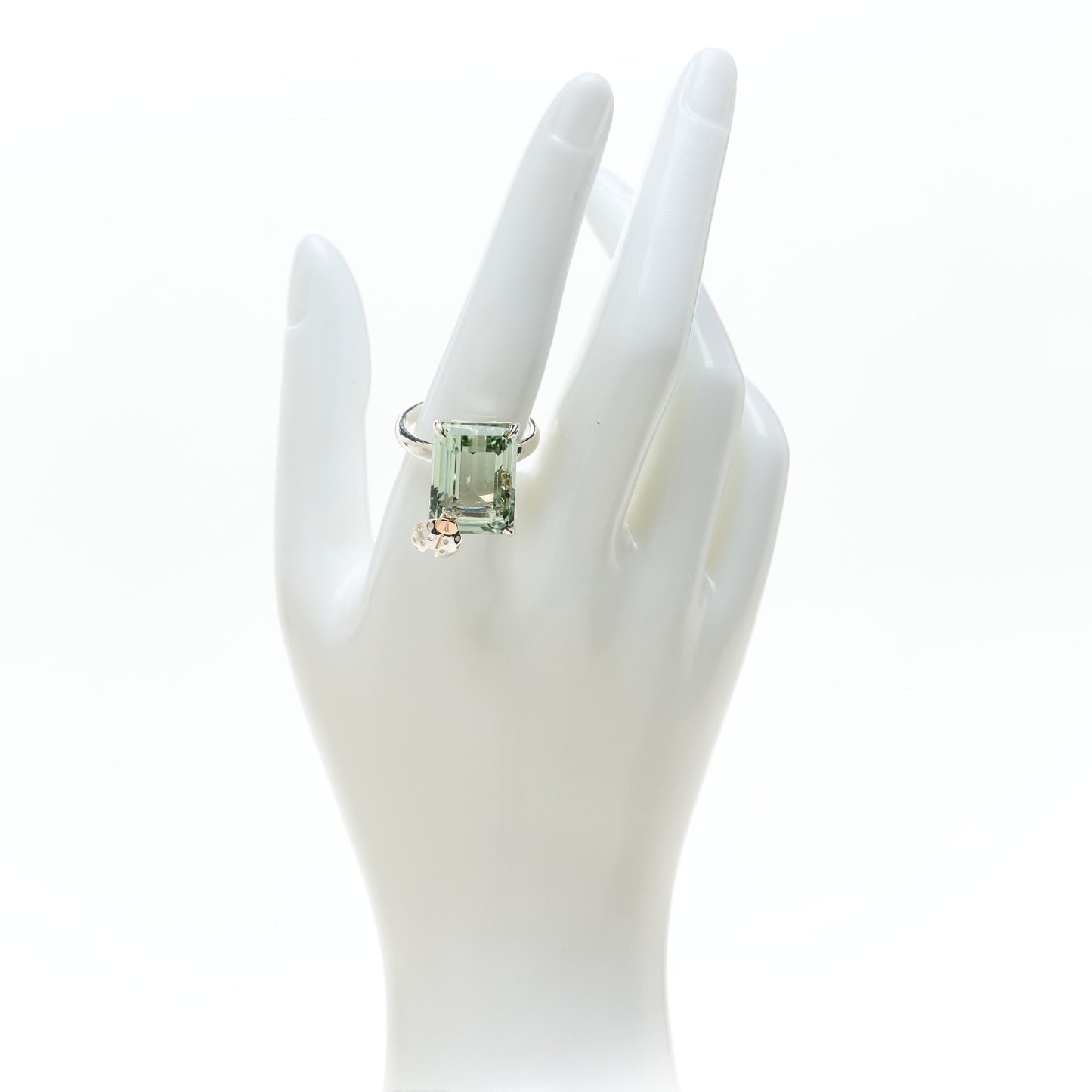 Sterling Silver 18K Rose Gold Prasiolite Return to Tiffany Love Bugs Ladybug Ring 60 9