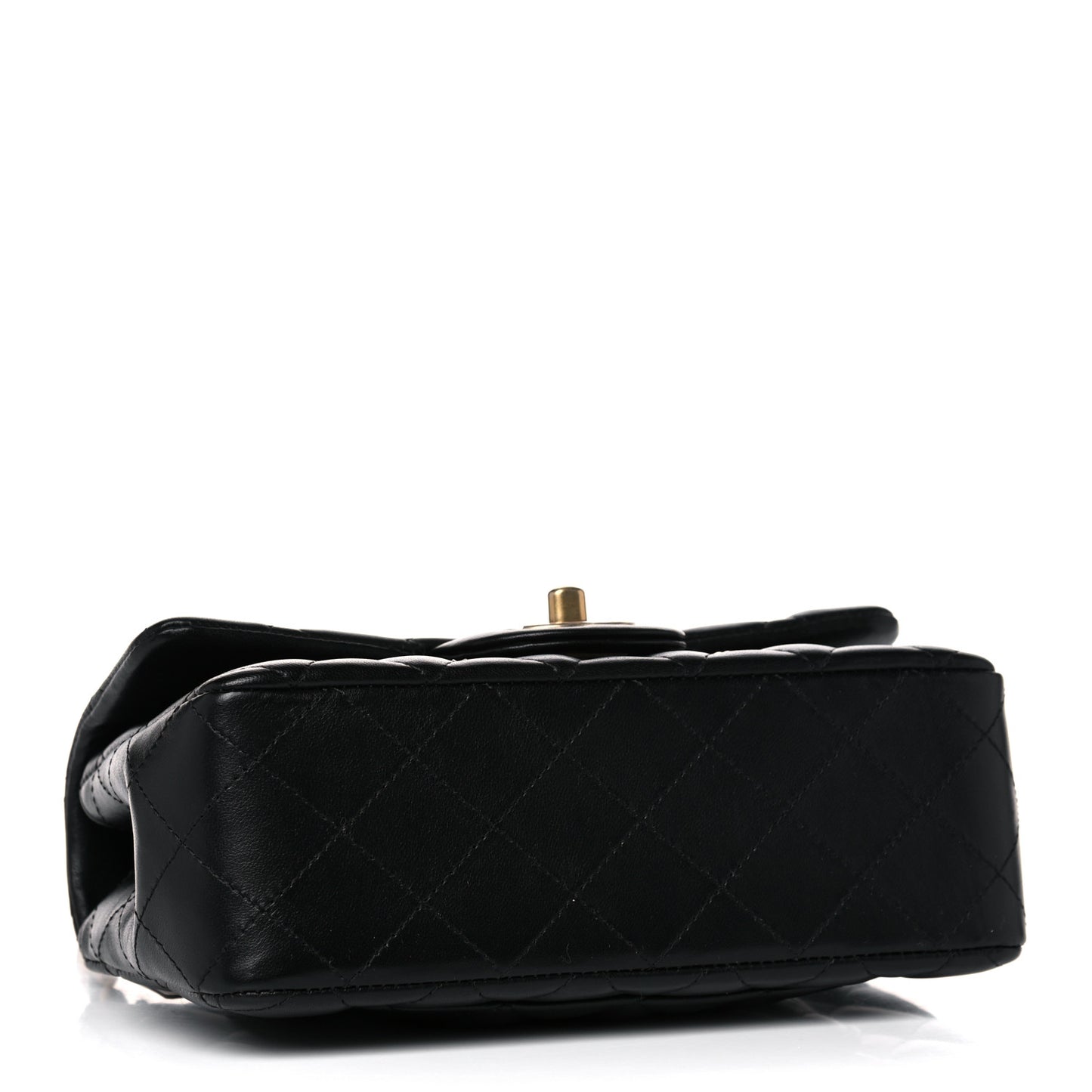 Lambskin Quilted Studded Mini Rectangular Flap Black