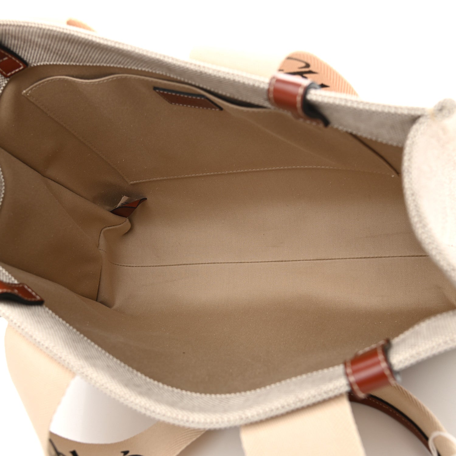 Chloe Cotton Calfskin Medium Woody Ribbon Tote White Brown 5 of 11