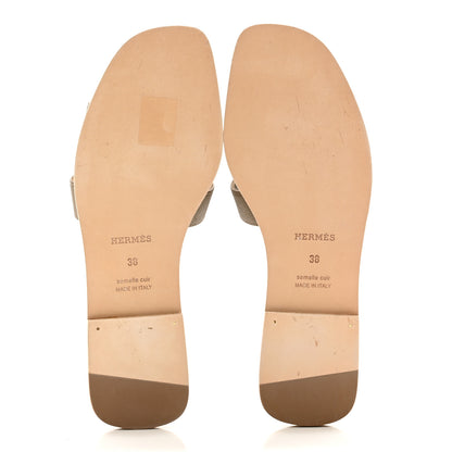 Hermes Epsom Oran Sandals 38 Etoupe 4 of 8