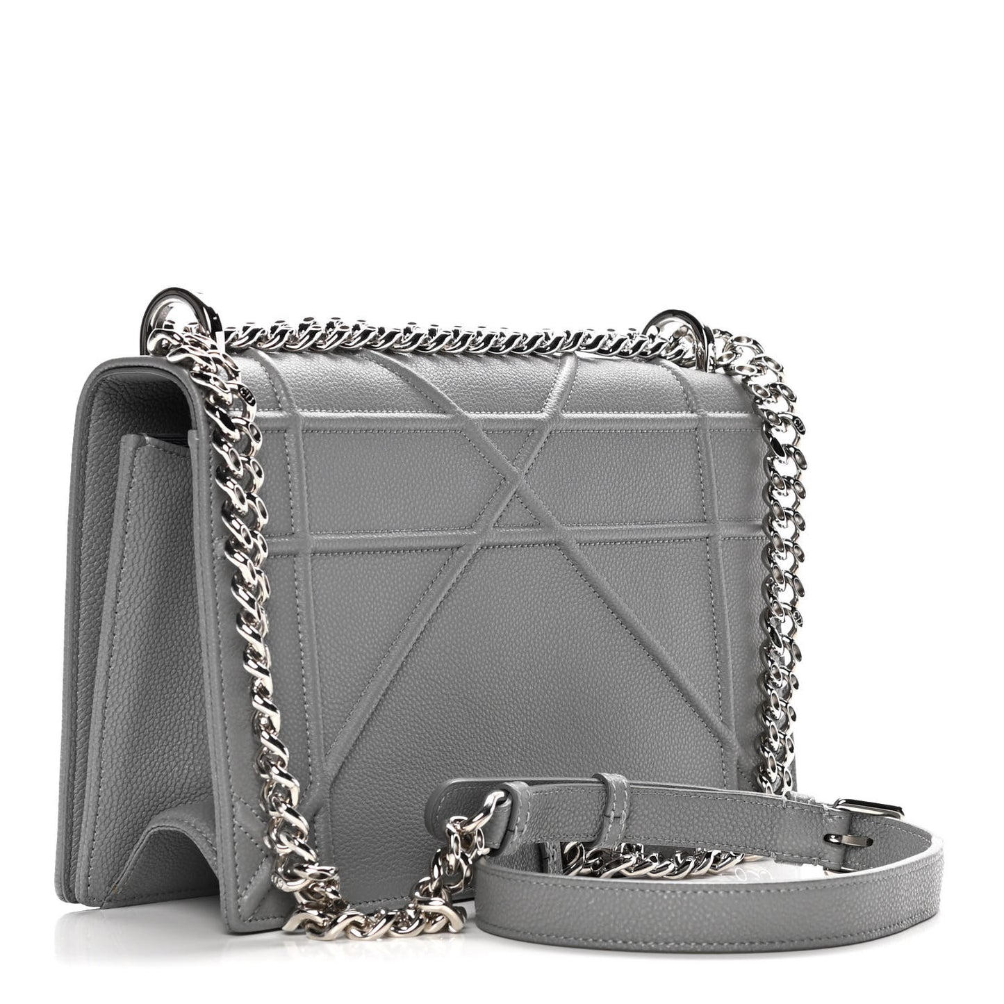Grained Calfskin Medium Diorama Flap Bag Gris
