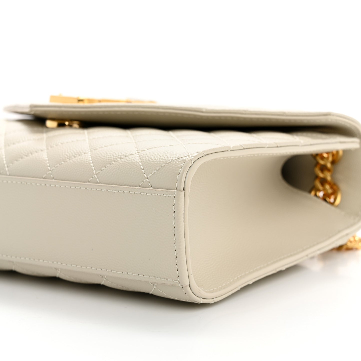 Grain De Poudre Textured Mixed Matelasse Medium Triquilt Monogram Satchel Crema Soft
