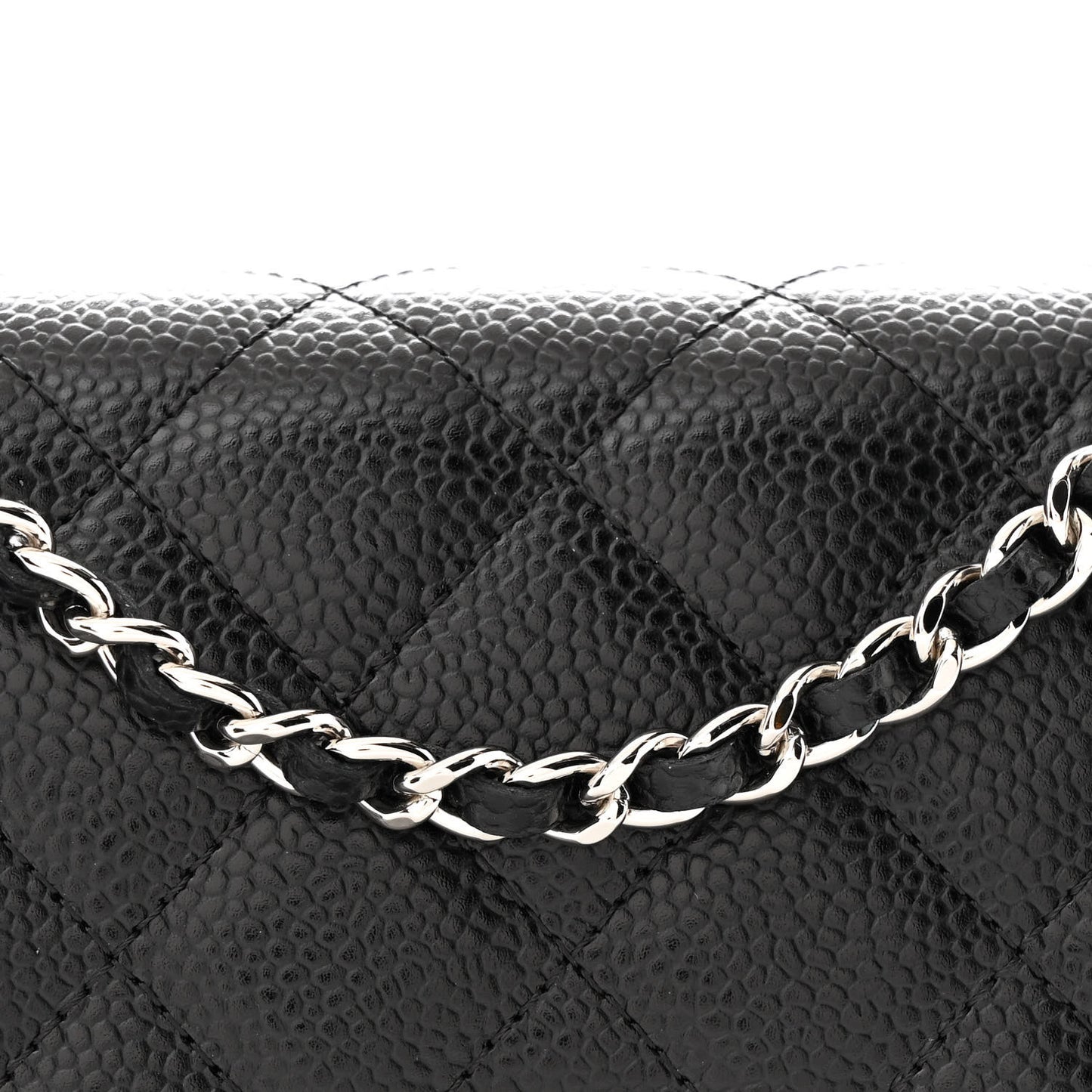 Caviar Quilted Wallet on Chain WOC Black
