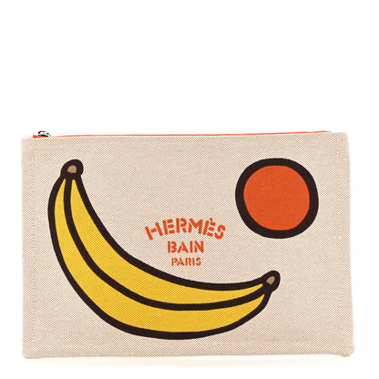 Hermes Cotton Canvas Flat T'as la Banane Case Jaune Bleu 1 of 6