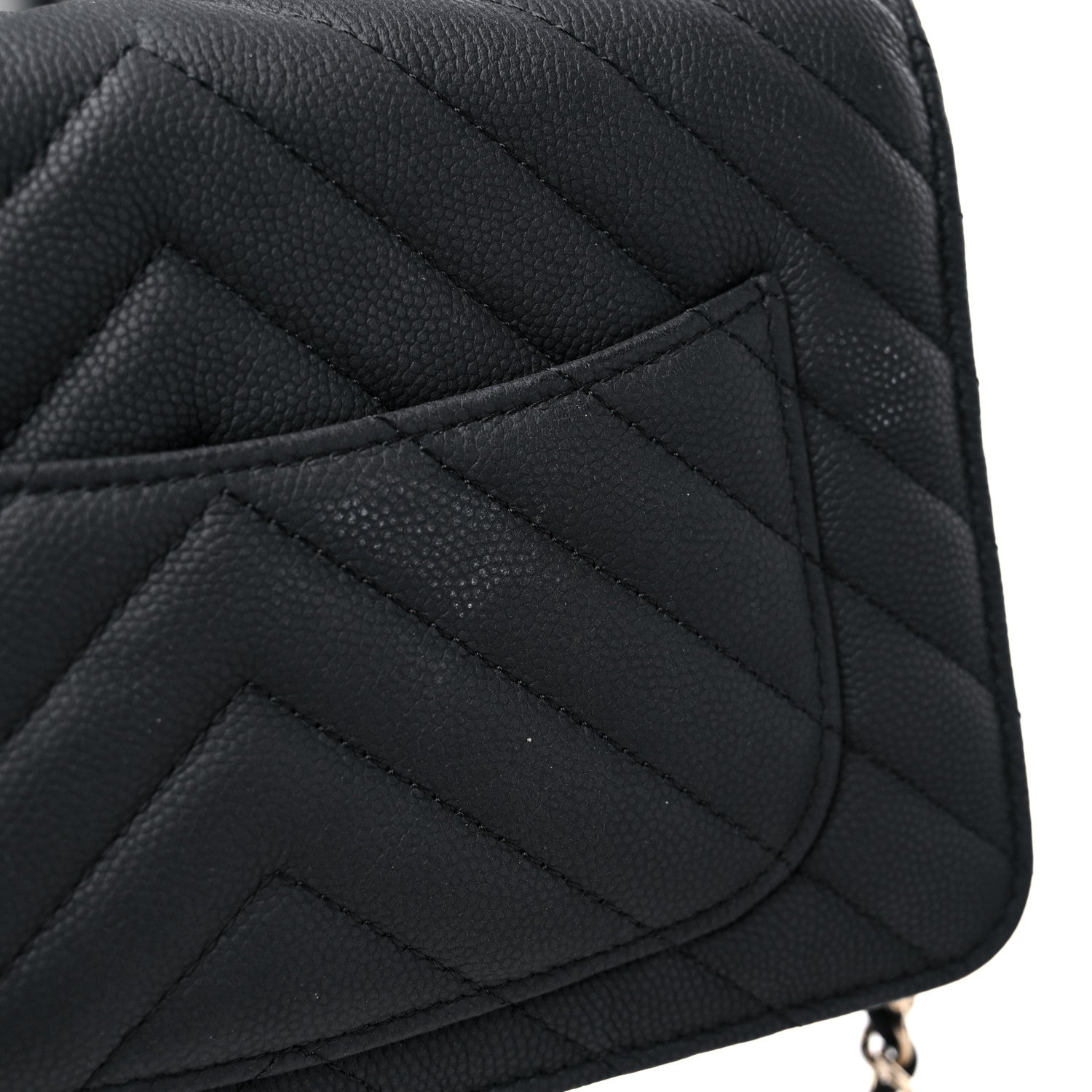 Chanel Caviar Chevron Quilted Wallet On Chain WOC Black 12 of 13