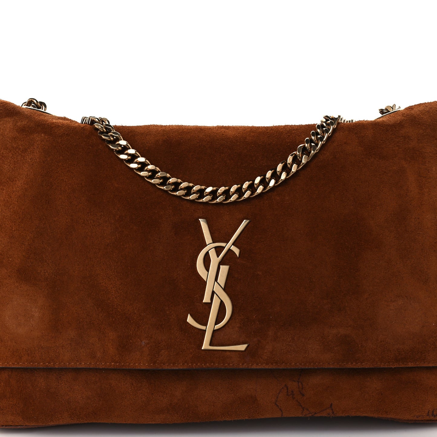 Calfskin Crocodile Embossed Suede Medium Reversible Monogram Kate Satchel Military Taupe