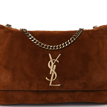 Saint Laurent Calfskin Crocodile Embossed Suede Medium Reversible Monogram Kate Satchel Military Taupe 12 of 17