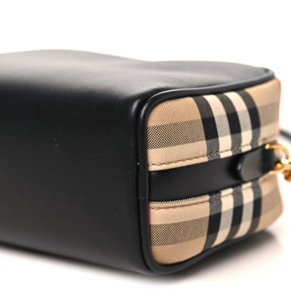 Burberry Calfskin Vintage Check Half Cube Crossbody Bag Black 8 of 8