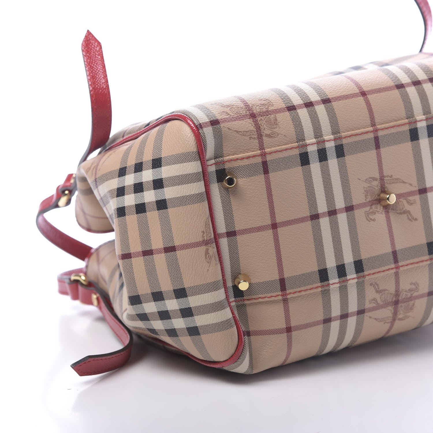Burberry Haymarket Check Small Canterbury Tote Military Red 11 of 12