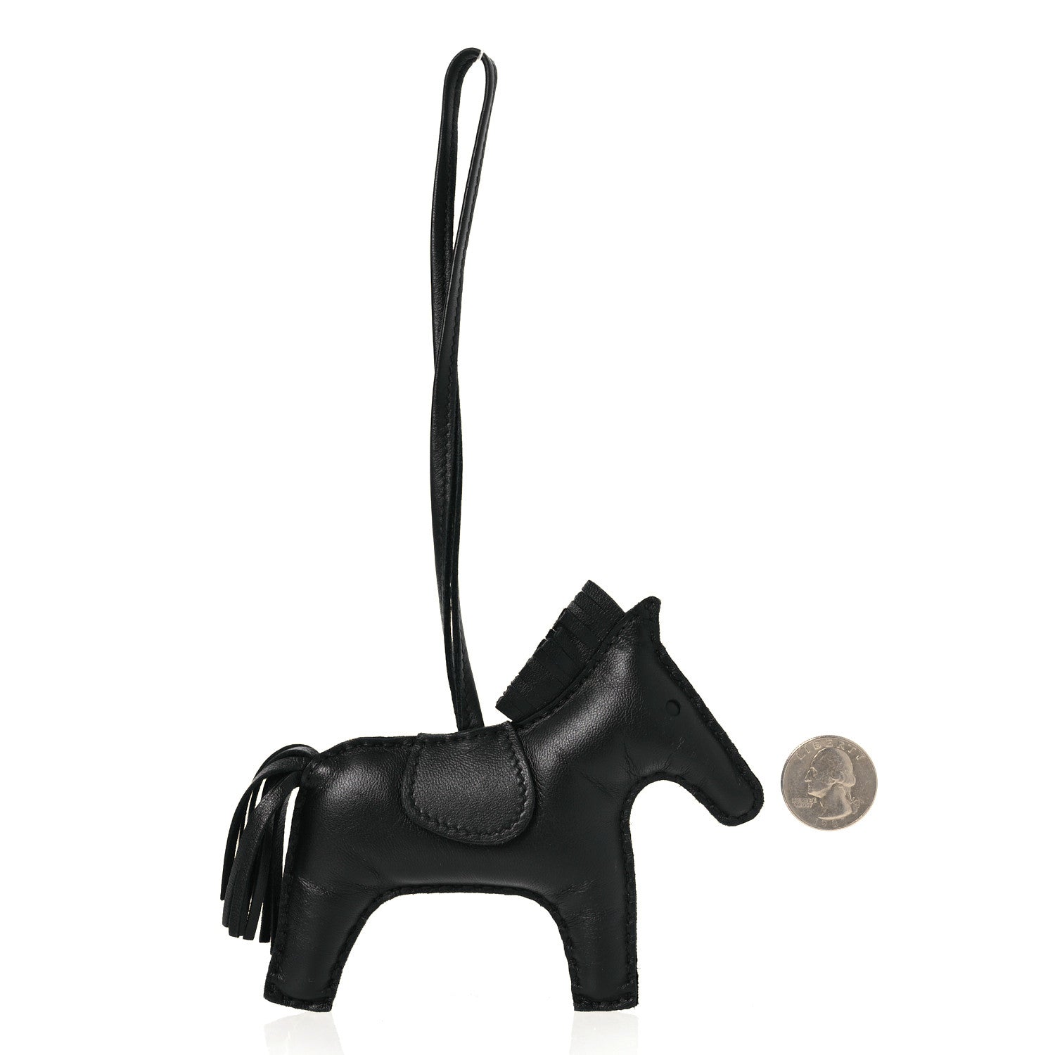 Hermes Milo Lambskin Grigri Rodeo Horse Bag Charm MM So Black 3 of 10