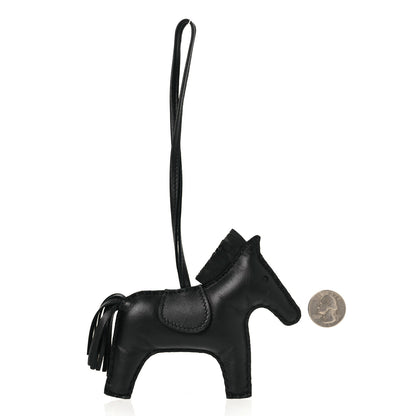 Hermes Milo Lambskin Grigri Rodeo Horse Bag Charm MM So Black 3 of 10