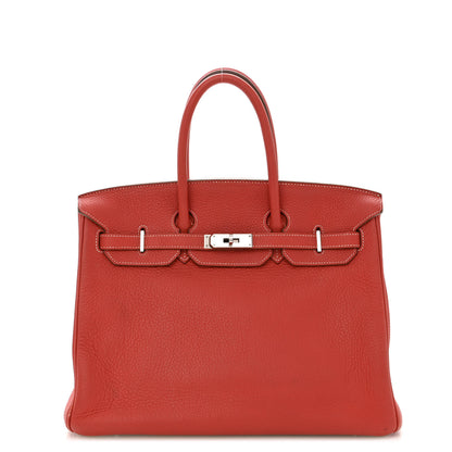 Hermes Taurillon Clemence Eclat Birkin 35 Sanguine White 1 of 18