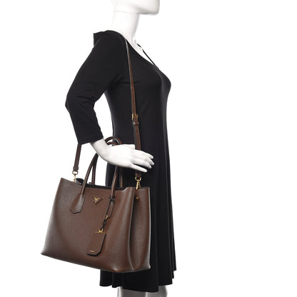 Prada Saffiano Cuir Large Double Bag Cacao 2 of 24
