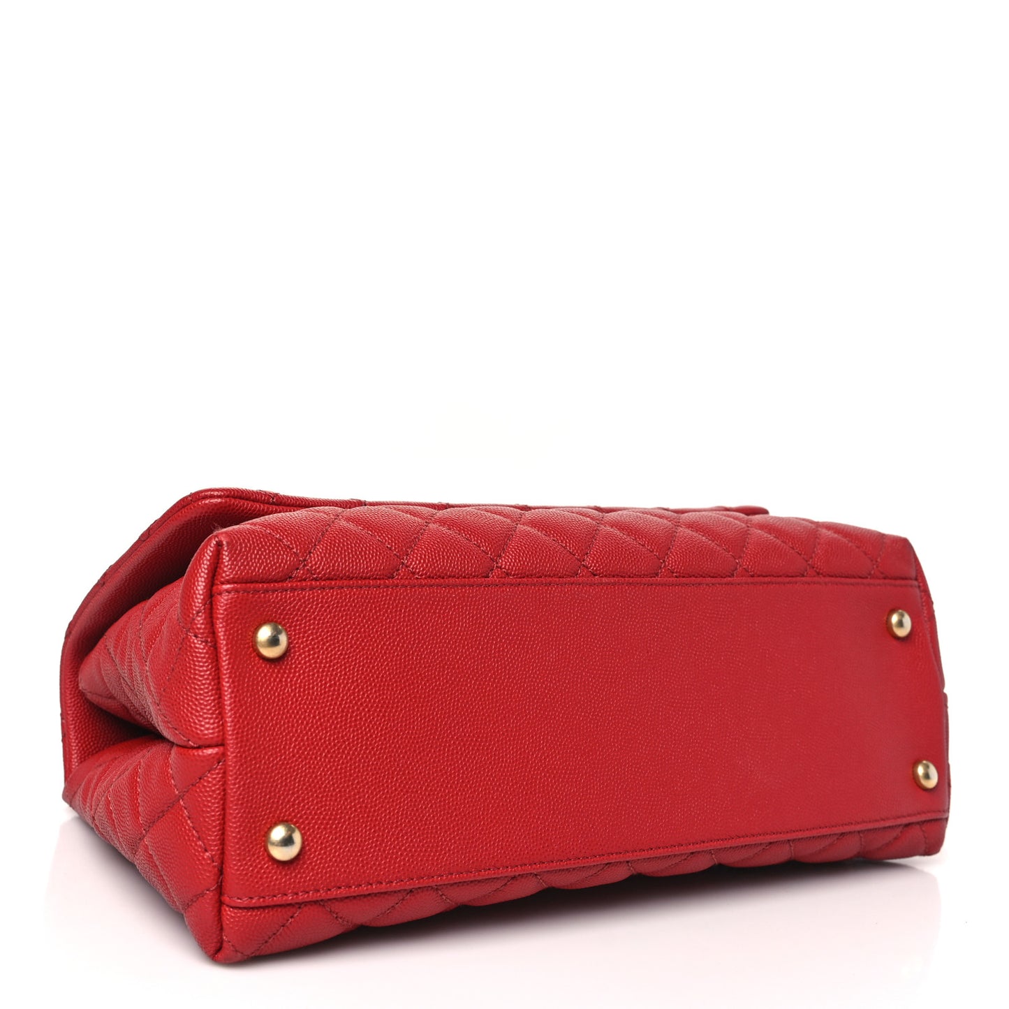 Caviar Lizard Embossed Quilted Small Coco Handle Flap Red