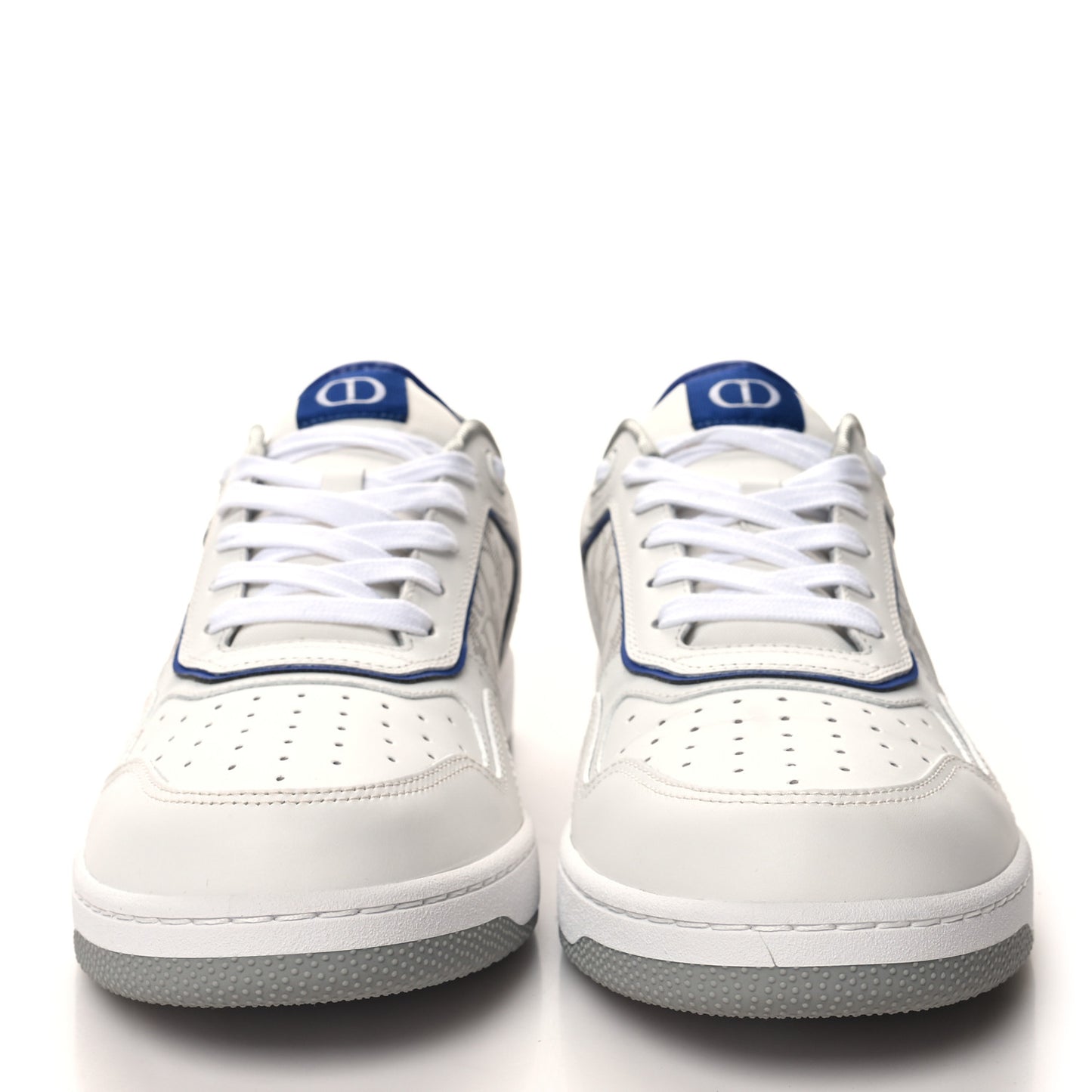 Smooth Calfskin Oblique Galaxy Perforated Mens B27 Low Top Sneakers 44 White Blue