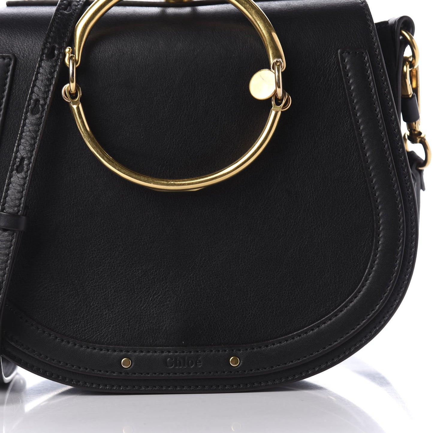 Calfskin Suede Medium Nile Bracelet Bag Black