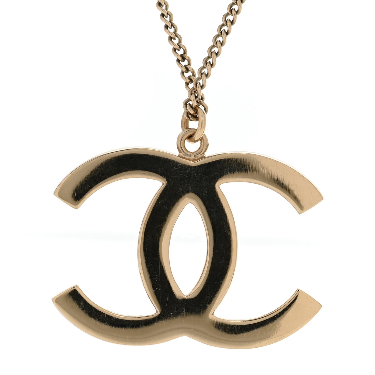 Baguette Crystal Quilted CC Pendant Necklace Gold