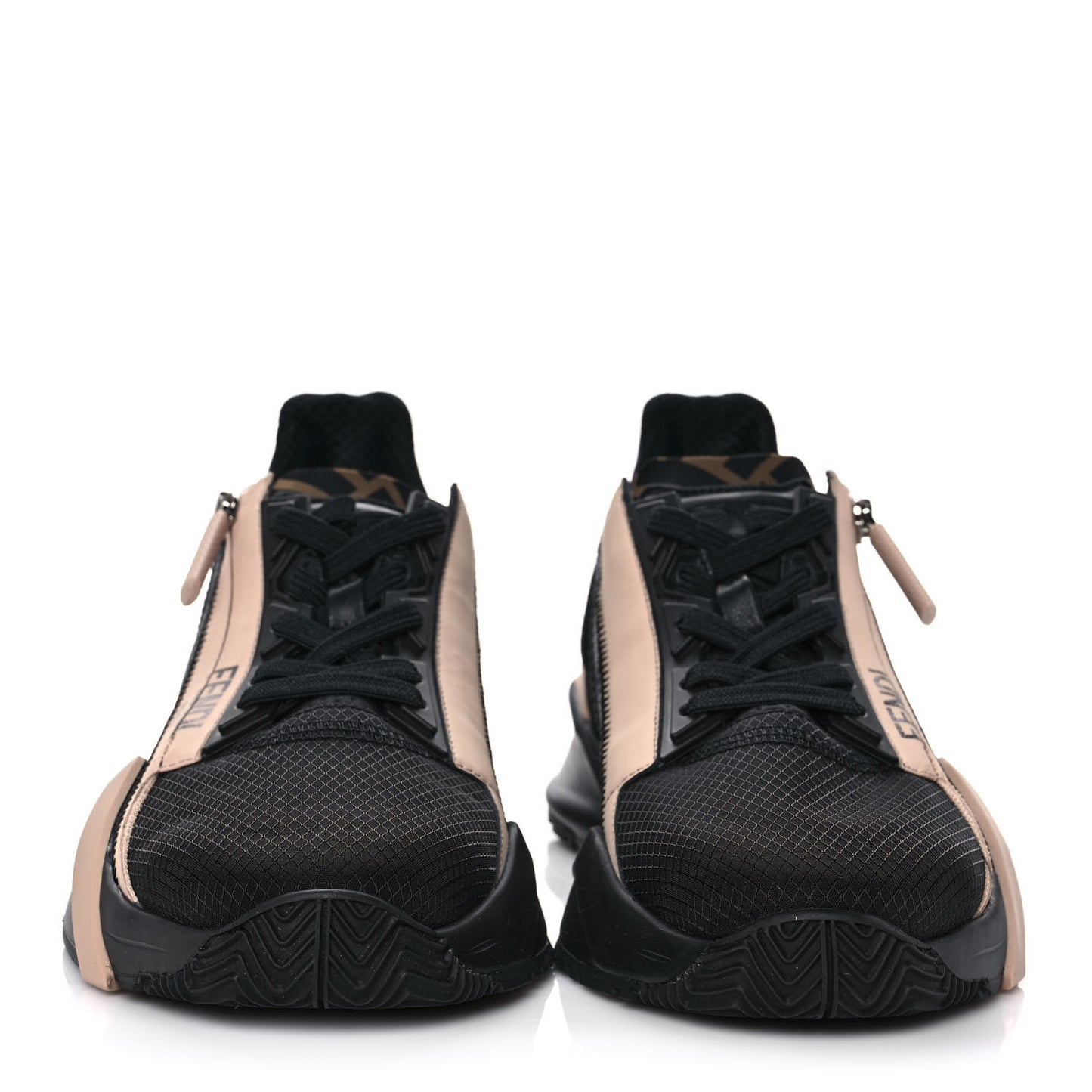 Nylon Suede Lycra Fendi Flow Low Top Sneakers 38 Black