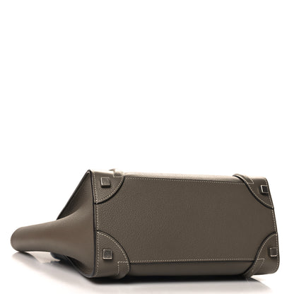 Celine Drummed Calfskin Micro Luggage Souris 4 of 11
