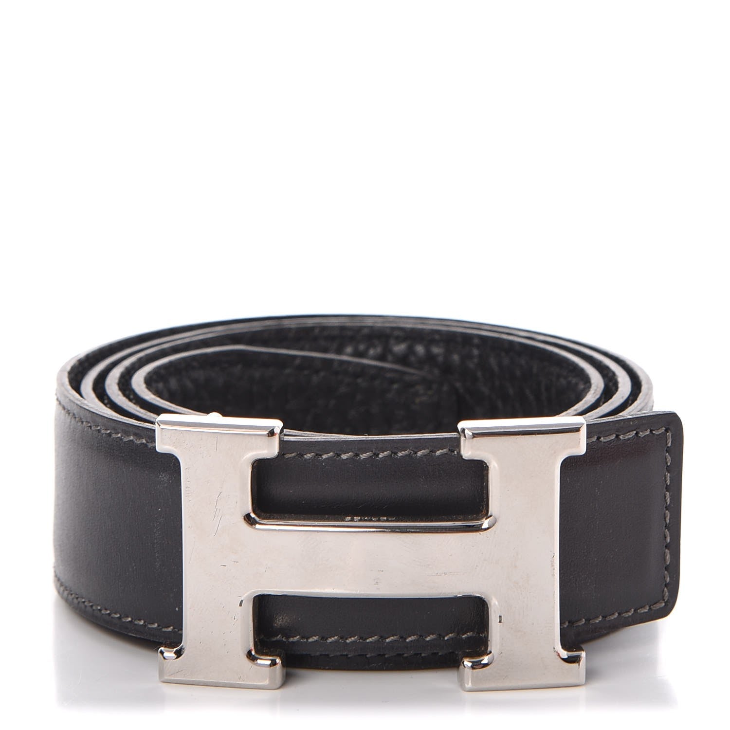Hermes Box Togo 32mm H Belt 80 Black Chocolate 1 of 8