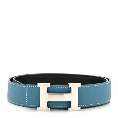 Hermes Togo Box 32mm H Belt 85 Blue Jean Black 1 of 6