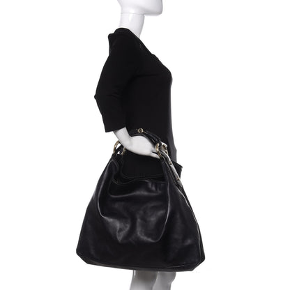 Gucci Calfskin Large Horsebit Chain Hobo Black 2 of 9