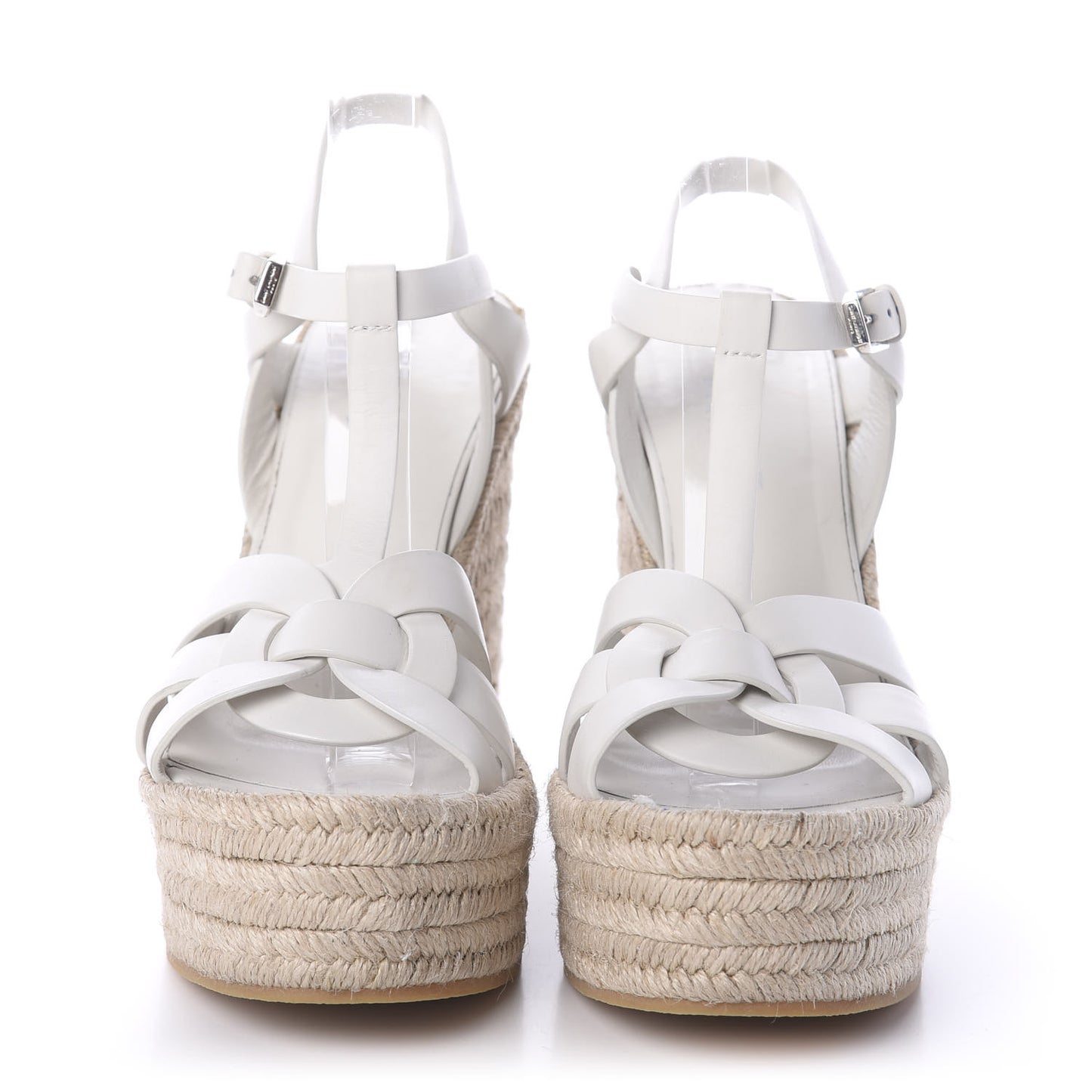 Calfskin Tribute 95 Platform Espadrille Wedge Sandals 37.5 Porcellana
