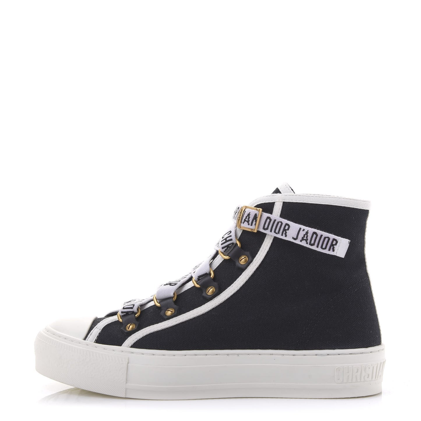 Technical Mesh Calfskin Womens Walk'N'Dior High Top Sneaker 36 Black