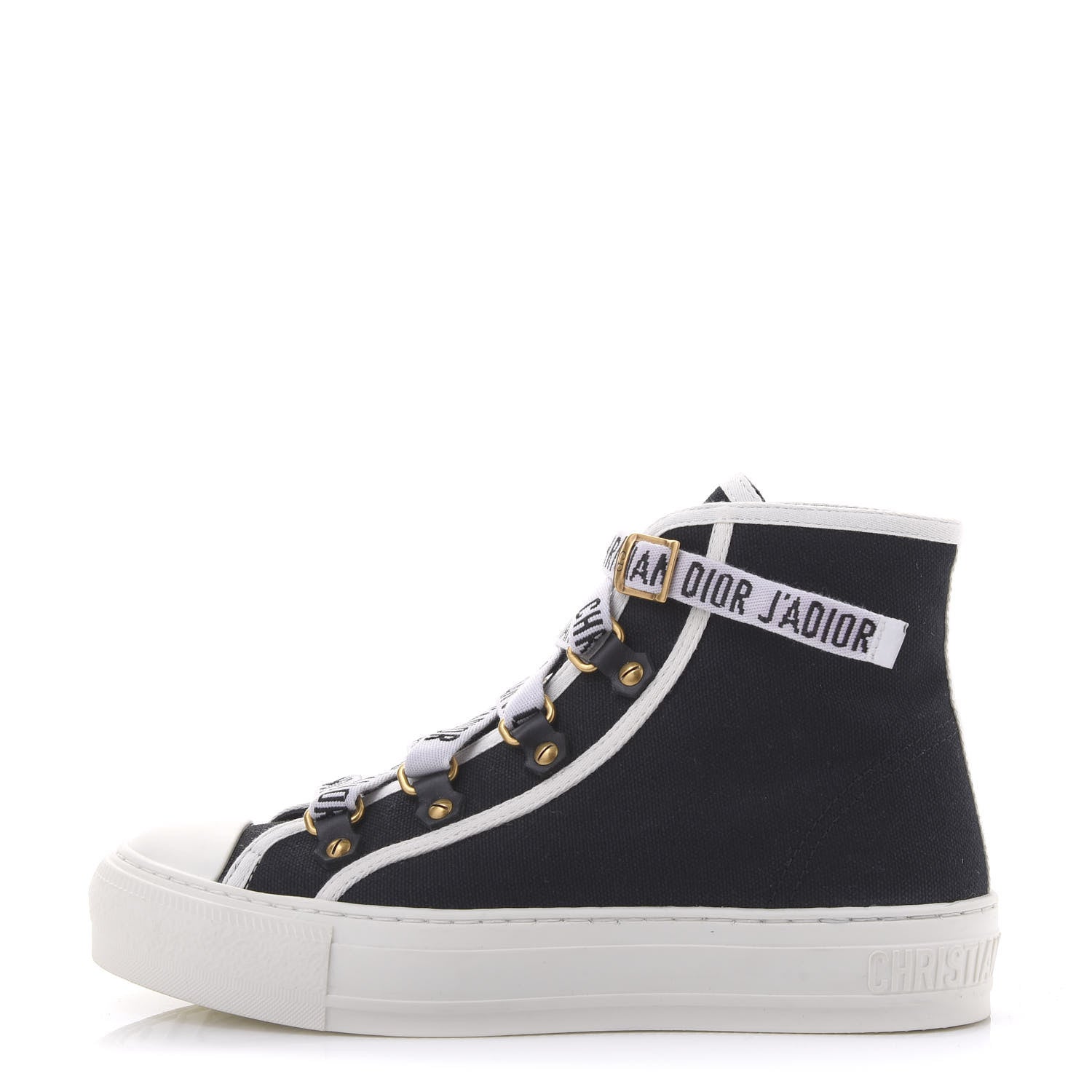 Christian Dior Technical Mesh Calfskin Womens Walk'N'Dior High Top Sneaker 36 Black 2 of 8